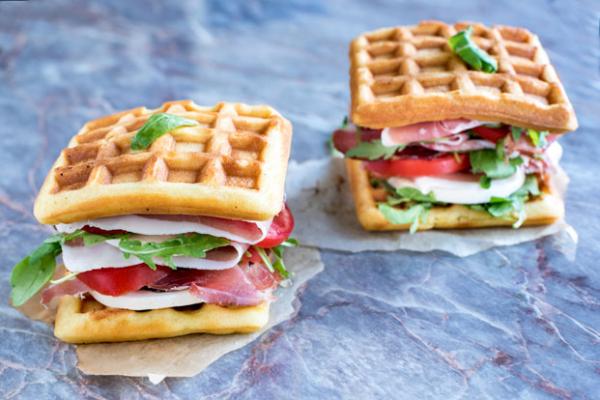 Waffled Ham and Cheese Sandwiches