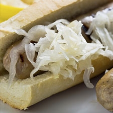 Hot dogs in Beer with Sauerkraut Relish